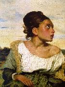 Eugene Delacroix Girl Seated in a Cemetery Norge oil painting reproduction
